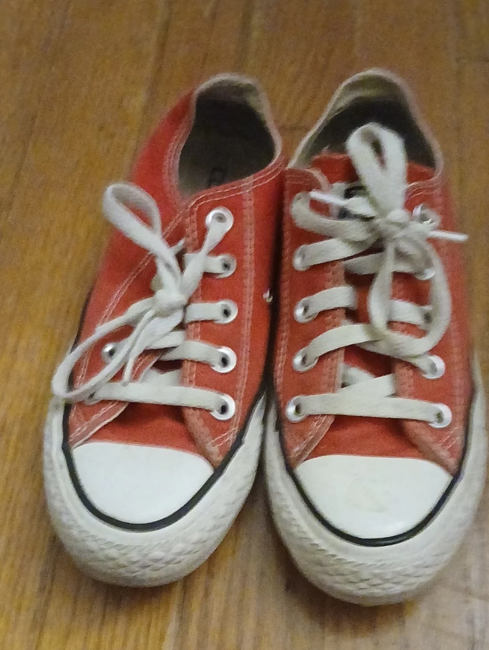 Boy Size 3 Girls Size 5 Red Low Top Canvas Converse.
